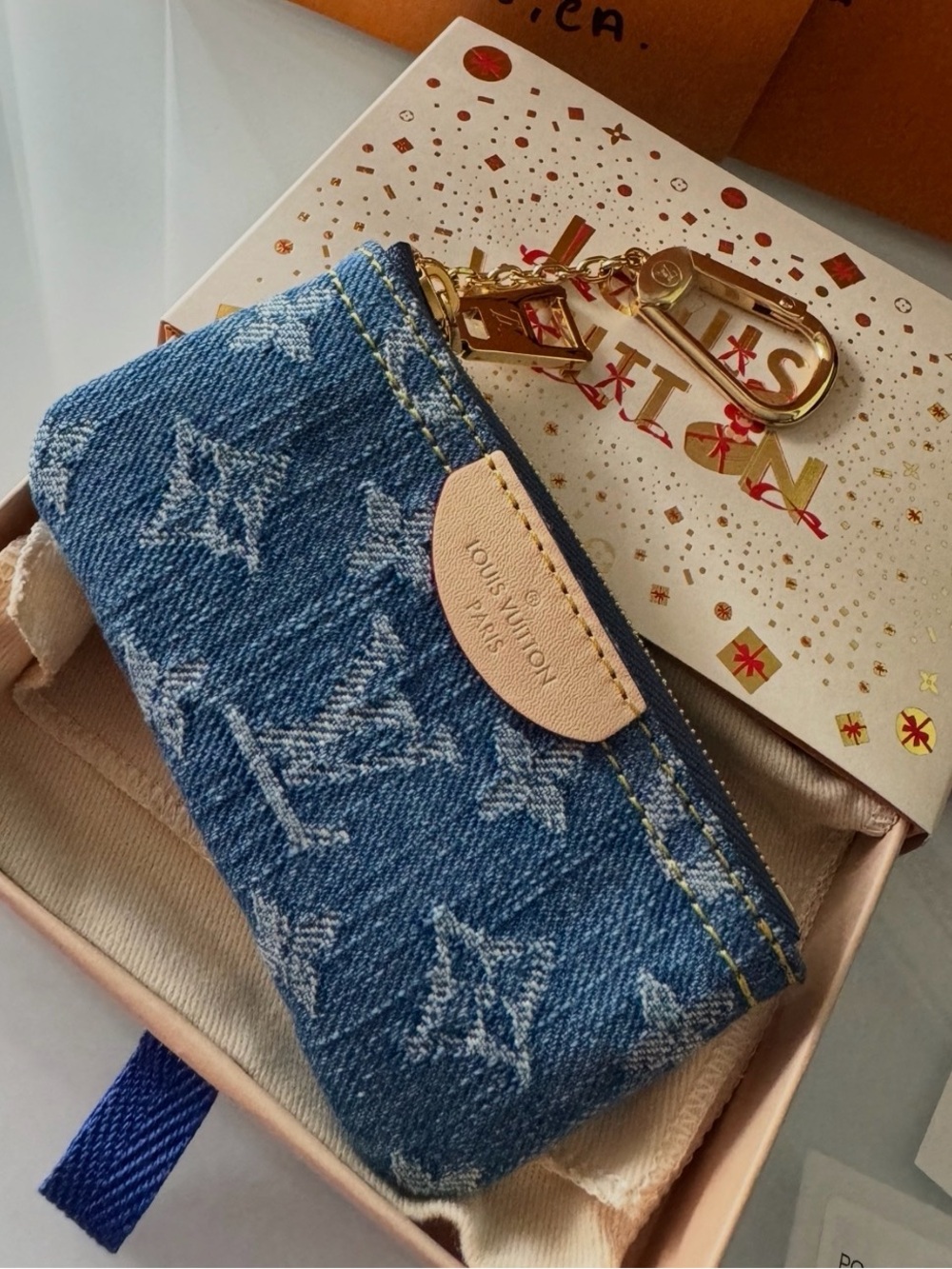 Louis Vuitton Denim Monogram key Pouch in Blue limited edition